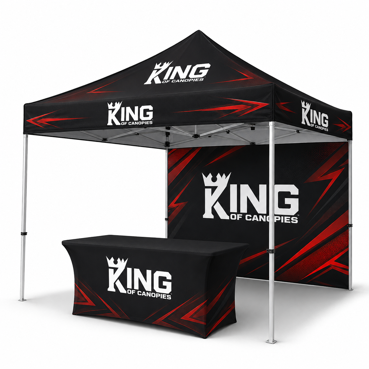 10' x 10' Canopy, Back Wall & 6' Multi Stretch Tablecloth